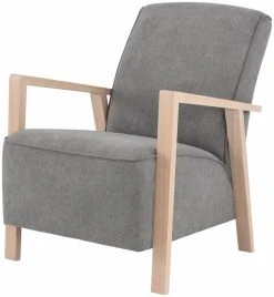 Veke Saarni Nojatuoli Harmaa Thomas 02, Käsinojat Valkoinen öljytty Tammi