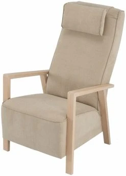 Veke Saarni Korkea Nojatuoli Beige Thomas 06, Käsinojat Valkoinen öljytty Tammi 8 Veke Saarni Korkea Nojatuoli Beige Thomas 06, Käsinojat Valkoinen öljytty Tammi -4Living Store 11005 06K 2