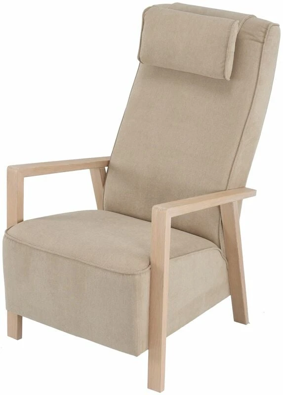 Veke Saarni Korkea Nojatuoli Beige Thomas 06, Käsinojat Valkoinen öljytty Tammi 4 Veke Saarni Korkea Nojatuoli Beige Thomas 06, Käsinojat Valkoinen öljytty Tammi - Image 4