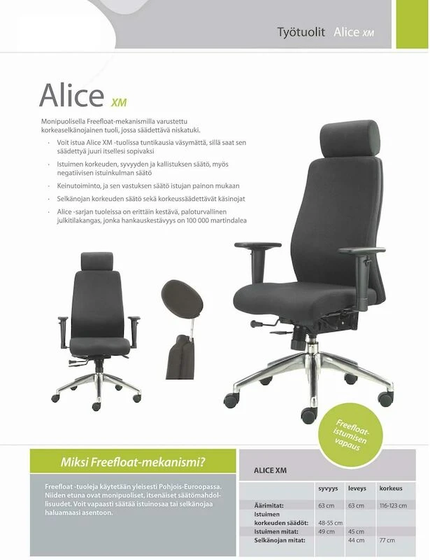 Ei Brändiä Alice XM Työtuoli Musta 2 Ei Brändiä Alice XM Työtuoli Musta - Image 2