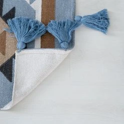 Veke Lenni Puuvillamatto 140x200 Cm Sini/valkoinen