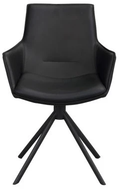 Rowico Lowell Pyörivä Nojatuoli Nahkaverhoiltu Musta