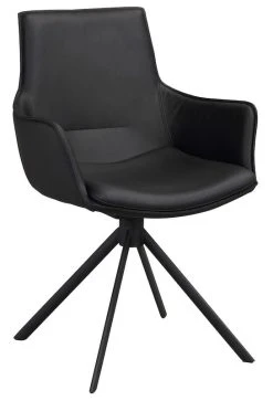 Rowico Lowell Pyörivä Nojatuoli Nahkaverhoiltu Musta -4Living Store Rowico Lowell nojatuoli nahkaverhoiltu musta pyoriva jalka 3