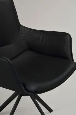 Rowico Lowell Pyörivä Nojatuoli Nahkaverhoiltu Musta -4Living Store Rowico Lowell nojatuoli nahkaverhoiltu musta pyoriva jalka 8