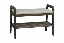 Rowico Inverness Eteispenkki Kenkätelineellä Ruskea/beige -4Living Store Rowico inverness penkki 75x40 ruskea beige 2