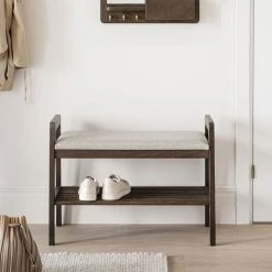 Rowico Inverness Eteispenkki Kenkätelineellä Ruskea/beige -4Living Store Rowico inverness penkki 75x40 ruskea beige miljoo 5