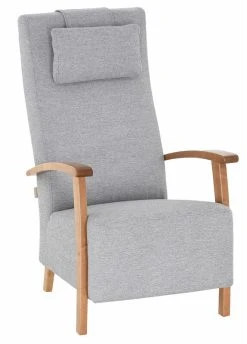 Veke Aina Nojatuoli Vaaleanharmaa Grass 86, Tammen Väriset Koivu Käsinojat -4Living Store Veke Aina nojatuoli vaaleanharmaa Grass 86 tammi kasinojat