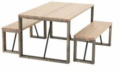 Veke Honka 4-hengen Ruokailuryhmä Antiikkipetsattu/harmaa Puujaloilla