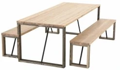 Veke Honka 8-hengen Ruokailuryhmä Antiikkipetsattu/harmaa Puujaloilla