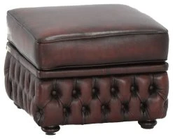 Veke Chesterfield Rahi 56x56x41cm Punaruskea Rub-off Nahka, Wenge Jalat