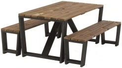 Ecofurn Jussi Penkkiryhmä 160cm Musta Runko, Ruskea Kansi -4Living Store ecofurn jussi penkkiryhma 160cm musta ruskea 01