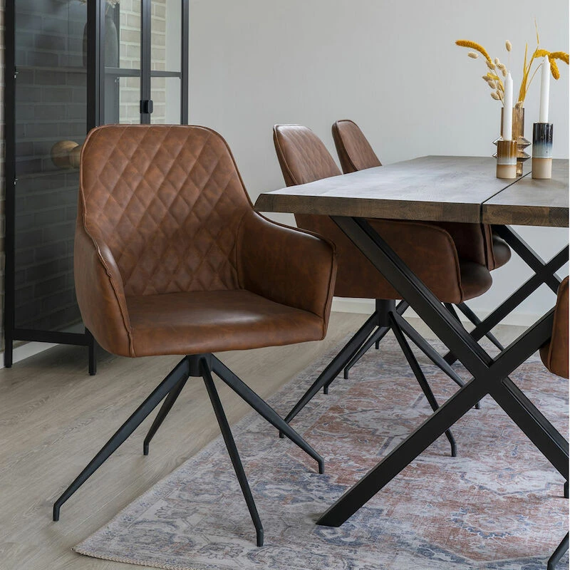 House Nordic Harbo Tuoli Kääntyvä, Ruskea PU-keinonahka 3 House Nordic Harbo Tuoli Kääntyvä, Ruskea PU-keinonahka - Image 3