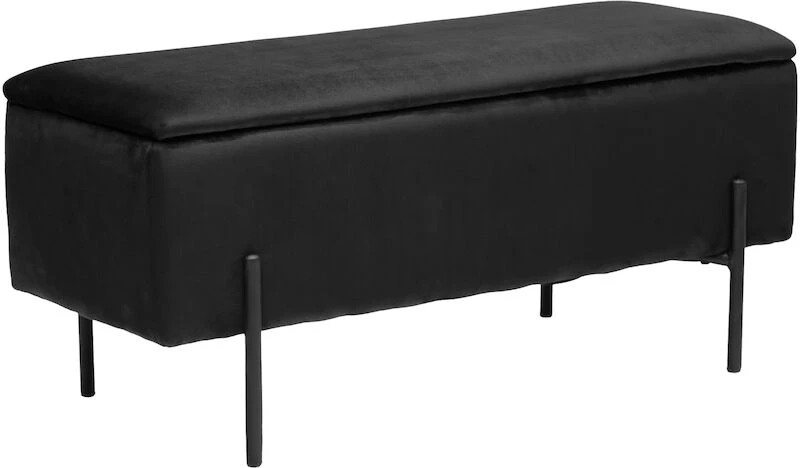 House Nordic Watford Penkki Säilytystilalla Samettinen Musta 1 House Nordic Watford Penkki Säilytystilalla Samettinen Musta