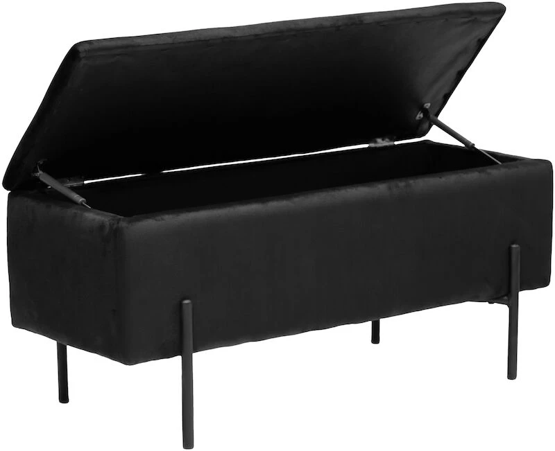 House Nordic Watford Penkki Säilytystilalla Samettinen Musta 2 House Nordic Watford Penkki Säilytystilalla Samettinen Musta - Image 2