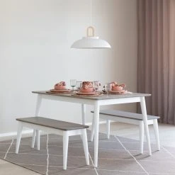 Veke Kaarna Penkki 102x35 Cm Harmaa/valkoinen 11 Veke Kaarna Penkki 102x35 Cm Harmaa/valkoinen -4Living Store kaarna 4 hengen ruokailuryhma penkeilla harmaa valkoinen web 12