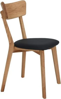 Veke Koto Tuoli öljytty Tammi, Musta PU-keinonahka Istuin